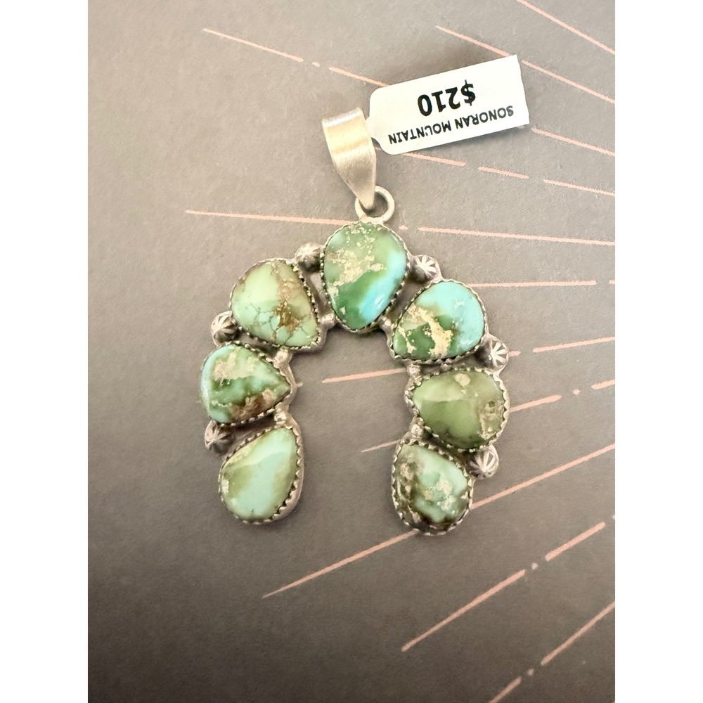 Sonoran Mountain Turquoise Sterling Silver Horseshoe Pendant Southwestern